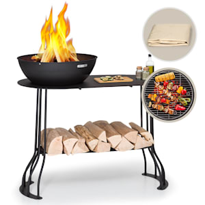 Nantai station de barbecue braséro : Grille de cuisson Ø 50 cm : table Ø 48 cm