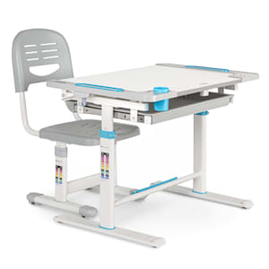 Tommi XL - Set con scrivania per bambini e sedia, altezza regolabile, ergonomica, 4-10 anni