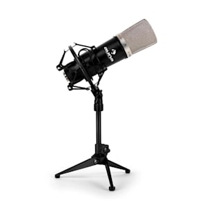 Studio Mikrofonset mit XLR Kondensator Mikrofon schwarz & Mikrofontischstativ