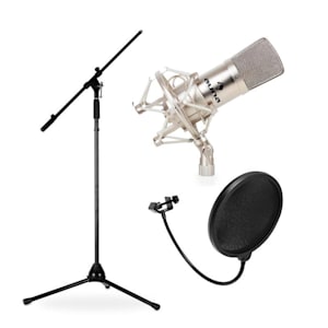 Set Micrófono de estudio, soporte y protector anti-pop