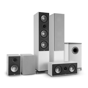Reference 851 5.1-Soundsystem blanco con cover plata