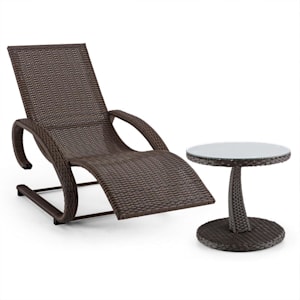 Daybreak ligstoel + tafel set gevlochten bruin