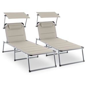 Amalfi Set transat 2 chaises longues rembourrées Tubes d'acier - beige