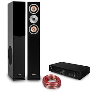 auna Hifi Set 'Brilliant Black' | Stand Speaker | Hifi Amplifier | Cable