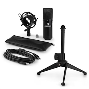 MIC-900B USB Mikrofonset V1 | schwarzes Kondensator-Mikrofon | Tischstativ