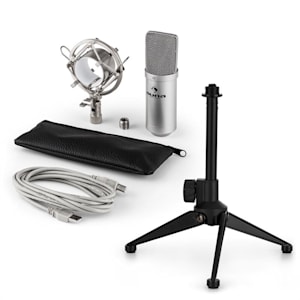 MIC-900S USB Mikrofonset V1 | silbernes Kondensator-Mikrofon | Tischstativ