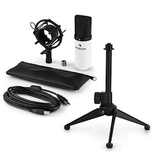 MIC-900WH USB Mikrofonset V1 | weißes Kondensator-Mikrofon | Tischstativ