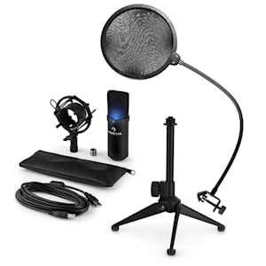 MIC-900B-LED USB Mikrofonset V2 Kondensator-Mikrofon Popschutz Tischstativ