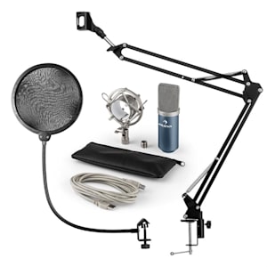 MIC-900BL USB Mikrofonset V4 Kondensatormikro Pop-Schutz Mikroarm blau