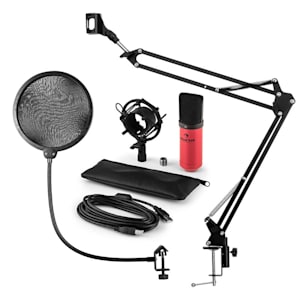 MIC-900RD Set micro V4 USB à condensateur filtre anti pop perchette rouge