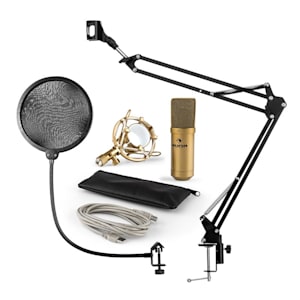 MIC-900G USB set de micrófonos V4 micrófono de condensadorprotección anti popbrazo de micrófono dorado