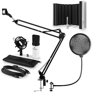 MIC-900WH USB Mikrofonset V5 Kondensator Pop-Schutz Mikroschirm Arm weiß