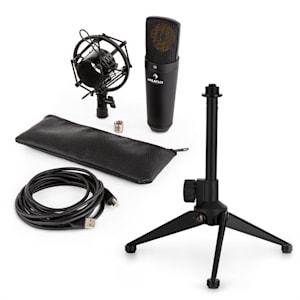 MIC-920B USB Set Microfono V1 - Microfono Nero a Membrana Grande & Stativo