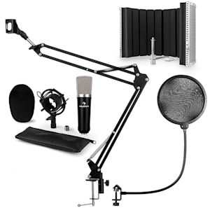 CM003 Mikrofon-Set V5 Kondensatormikrofon XLR Mikrofonarm schwarz