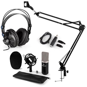 CM003 Microphone Set V3 Condenser Microphone USB Converter Headphones Black