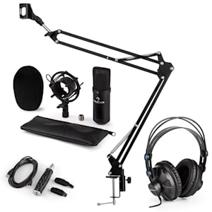 CM001B set de micrófono V3 micrófono condensador adaptador USB brazo de micrófono negro