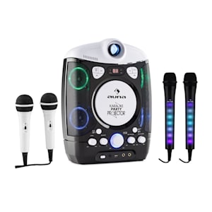 Kara Projectura schwarz + Dazzl Mic Set Karaokeanlage Mikrofon LED-Beleucht
