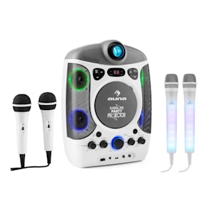 Kara Projectura Dazzl Set karaoké lecteur CD CD-G USB MP3 2 micros - blanc