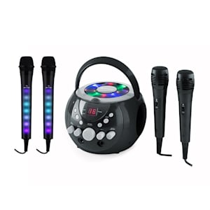 SingSing Black + Dazzl Mic Set Karaoke System Microphone LED lighting