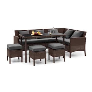 Titania Lounge Salon de jardin complet polyrotin marron & gris foncé
