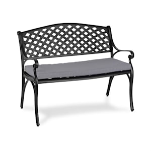 Pozzilli BL set panca da giardino & cuscino da seduta nero / grigio