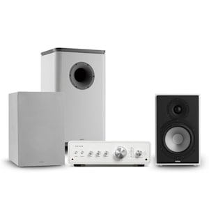 Drive 802 Set estéreo Amplificador, altavoz, subwoofer, tapa Blanco/Gris