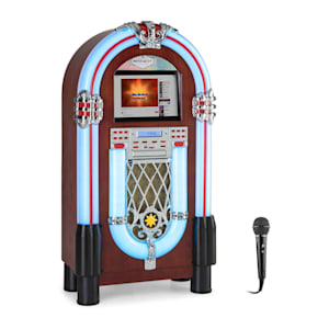 Graceland Touch Gramola Panel de control táctil de 12" WLAN CD BT Micrófono Diseño de madera