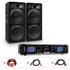 PW-2522 MKII kit sono amplificateur + 2 enceintes de sono passives 12" 500 W RMS / 1000 Wmax. 3 voies