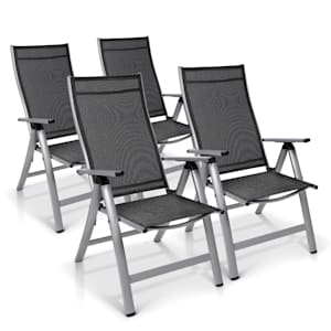 London, set da 4 sedie da giardino, textilene, alluminio, 6 posizioni, pieghevole