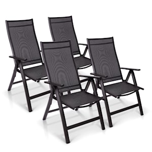 London chaise de jardin ensemble de 4 Textilene aluminium pliante 6 positions