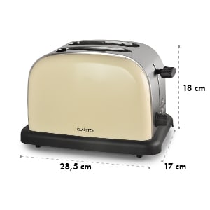 Klarstein BT-318 Grille-pain 2 tranches inox 1000W rétro crème