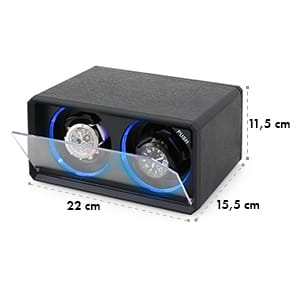 8LED2S Remontoir automatique 2 montres noir effet LED bleu