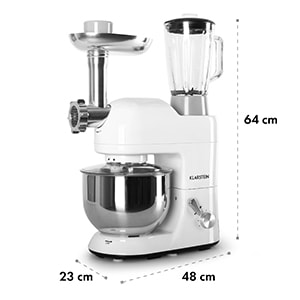 Lucia Bianca Robot de cuisine Pétrin Mixeur Hachoir 1300w 5l