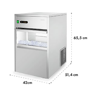 Powericer XXL Eiswürfelmaschine Industrie | Leistung: 160 W | Produktionsvolumen 25 kg/Tag | 6 kg Vorratsbehälter | Edelstahl