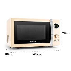 Klarstein Fine Dinesty, 1000 W, 23 l, 2 az 1-ben mikrohullámú sütő, retro, 12 program, krémszínű