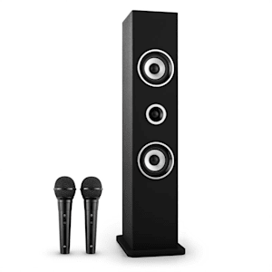 oneConcept Karaboom Set Altoparlanti Karaoke Bluetooth 2 microfoni nero