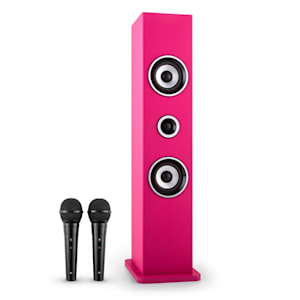 Karaboom Bluetooth-Lautsprecher USB AUX Karaoke 2 x Mikrofon pink