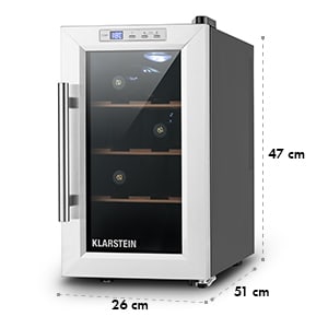 Klarstein Reserva Piccola, hladnjak za vino za 8 boca, klasa B, drvene police