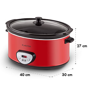 Klarstein Bankett Slow Cooker, červený, 320 W, elektrický hrnec, digitální, 6,5