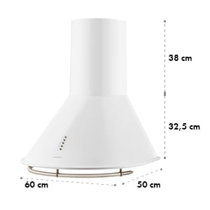 Klarstein Lumio Primo, bel, 60 cm, 430 m3/h, retro sesalec pare za dimnik