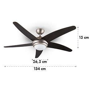 Bolero ventilateur de plafond 2-en-1 134 cm lampe 55 W pales en noyer télécommande