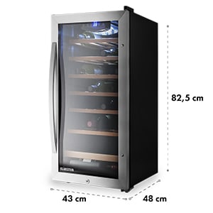 Klarstein Vivo Vino 26, 88 liter, borhűtő, 26 üveg, rozsdamentes acél, LED