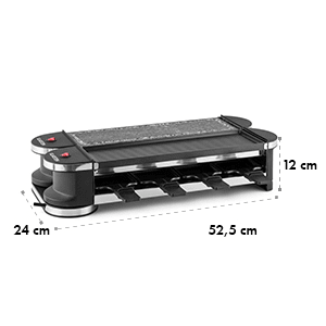 Klarstein Tenderloin 50/50, 1200 W, raklette grillsütő, 8 személyes, terméskő