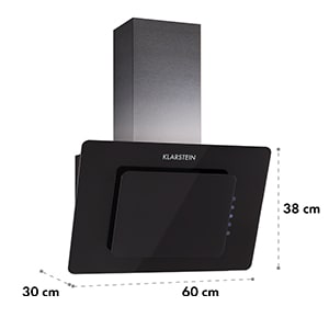 Klarstein Lorea, crna, 65W, 60 cm, 290 m³ / h, napa, zaslon osjetljiv na dodir, staklo