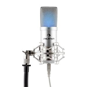 MIC-900S-LED USB Kondensator Mikrofon silber Niere Studio LED