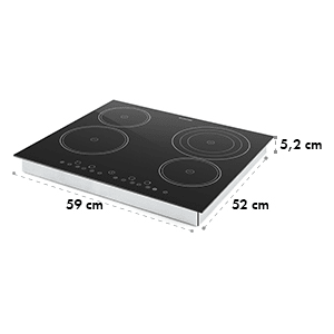 Virtuosa Keramikkochfeld Einbauherd 6500W 59x52cm 4 Zonen Glaskeramik
