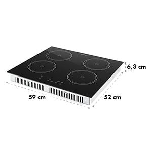 Virtuosa Induktionskochfeld Einbaukochfeld 7000W 59x52cm 4 Zonen Glas