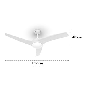 Klarstein Figo, fehér, mennyezeti ventilátor, 52", 55 W, mennyezeti lámpa, 2 x 42 W, távirányító