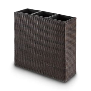 Triumflor Vaso per Piante 3pz. 80x78x29 cm Polyrattan bicolore marrone