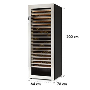 Botella 300S Weinkühlschrank 642 Liter 303 Weinflaschen Edelstahl LED